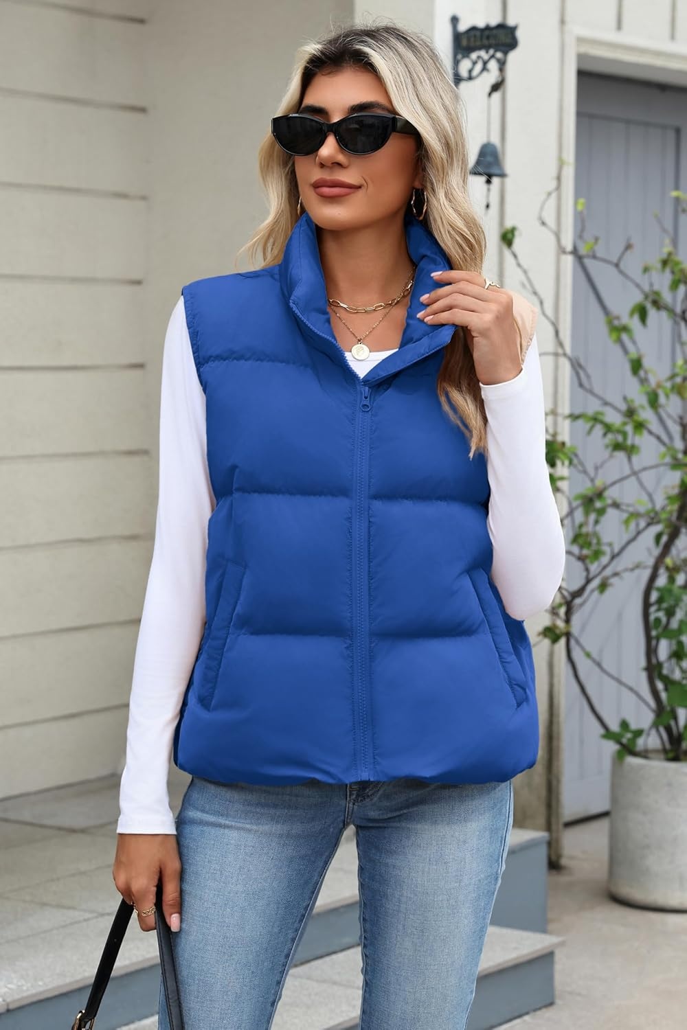 image:imageZeagoo Women Puffer Vest Cropped Winter Outerwear Warm CoatBlue