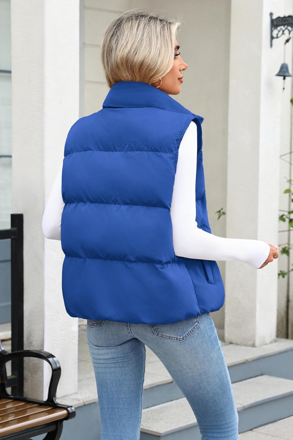 image:imageZeagoo Women Puffer Vest Cropped Winter Outerwear Warm CoatBlue
