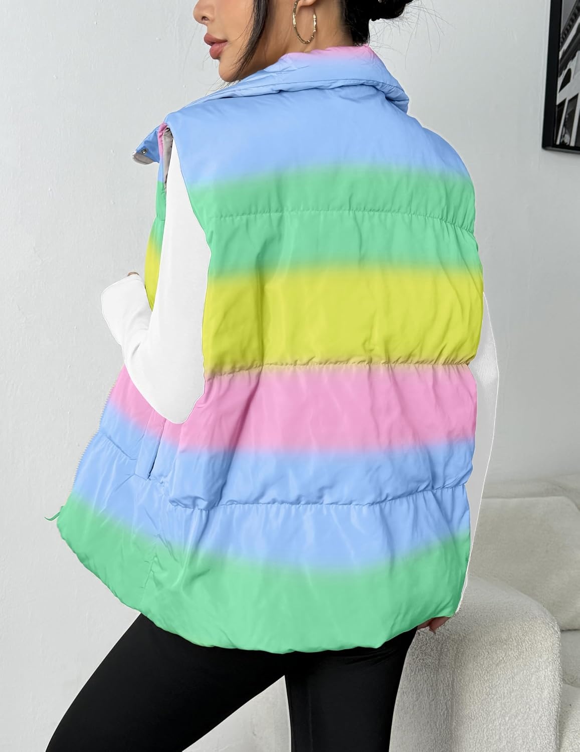 image:imageZeagoo Women Puffer Vest Lightweight Stand Collar Sleeveless Winter Warm Zip Up Padded Outerwear Jackets with Pockets SXXLBlue Yellow Pink