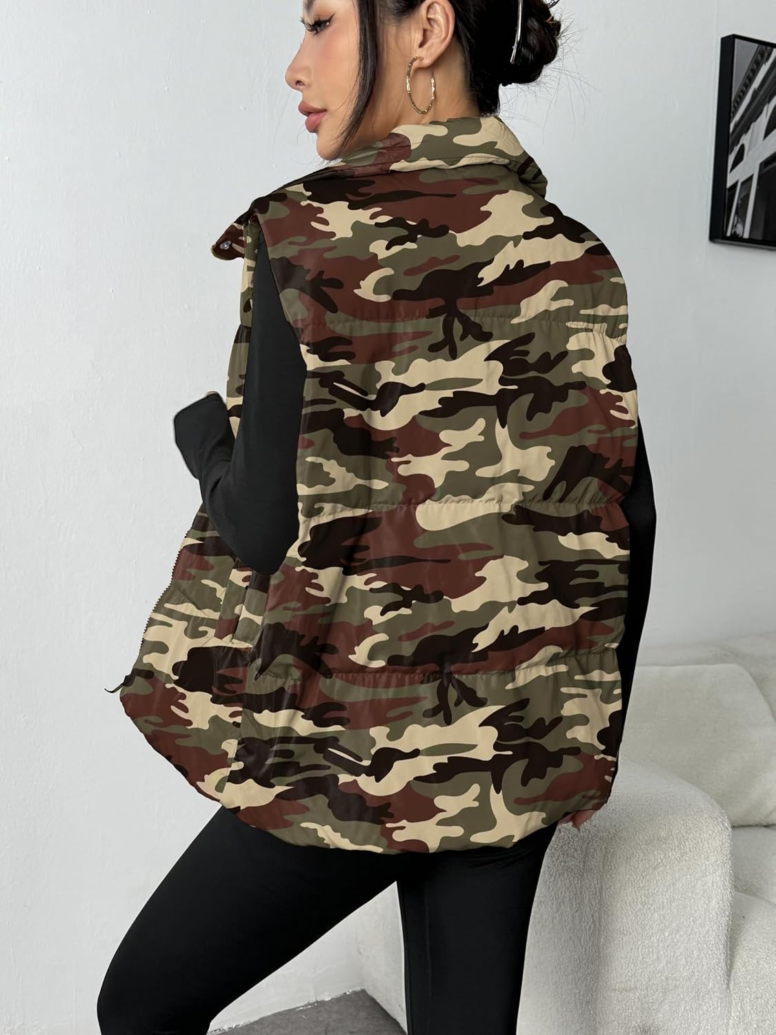 image:imageZeagoo Women Puffer Vest Lightweight Stand Collar Sleeveless Winter Warm Zip Up Padded Outerwear Jackets with Pockets SXXLCamouflage