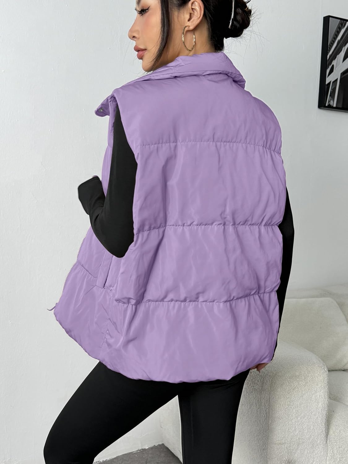 image:imageZeagoo Women Puffer Vest Lightweight Stand Collar Sleeveless Winter Warm Zip Up Padded Outerwear Jackets with Pockets SXXLLilac