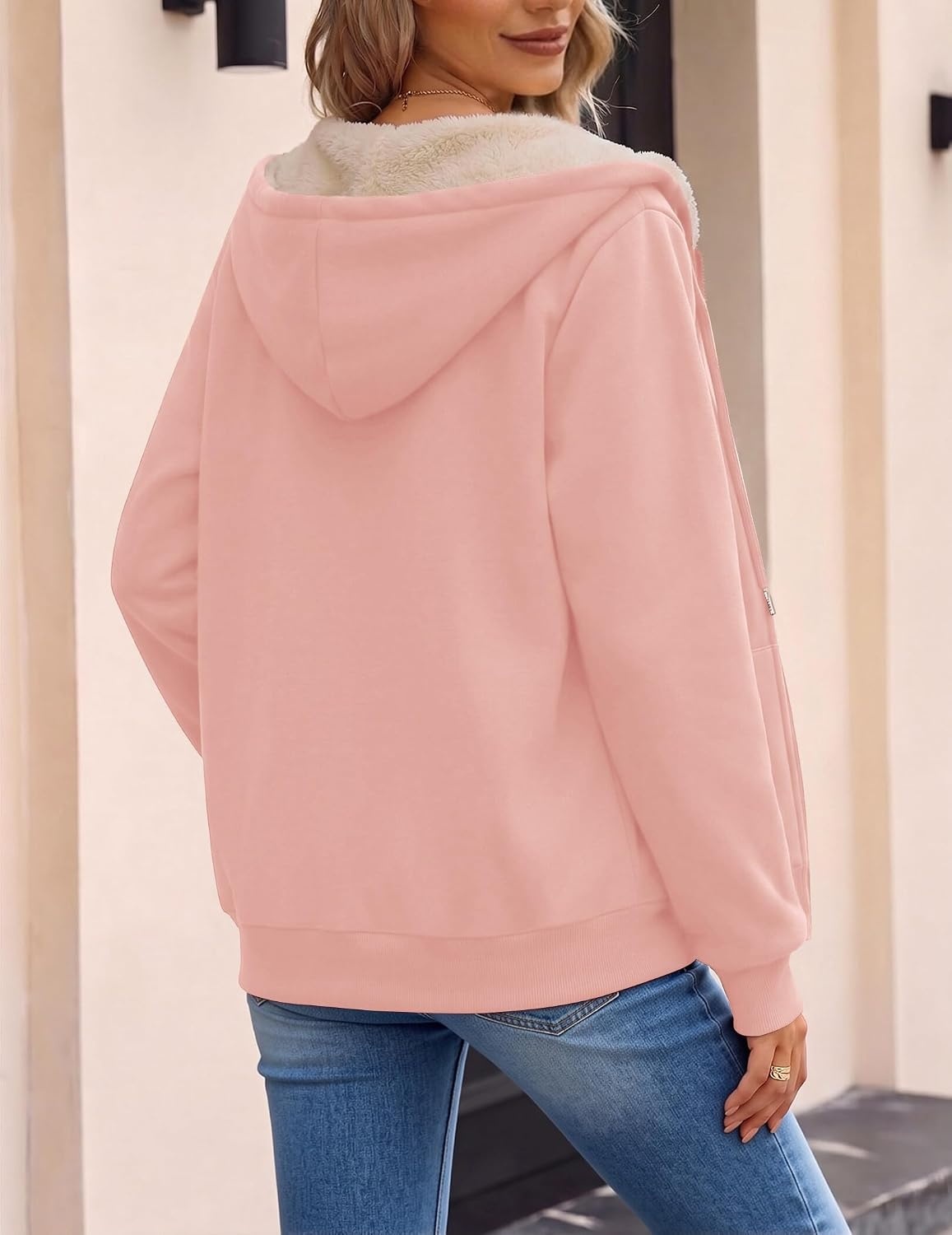 image:imageZeagoo Women Sherpa Fleece Jacket Zip Up Thick Warm Hoodie Fall Winter CoatPink