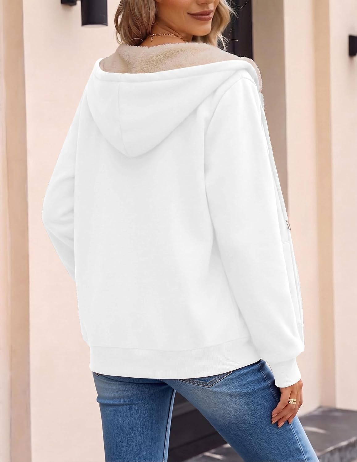 image:imageZeagoo Women Sherpa Fleece Jacket Zip Up Thick Warm Hoodie Fall Winter CoatWhite