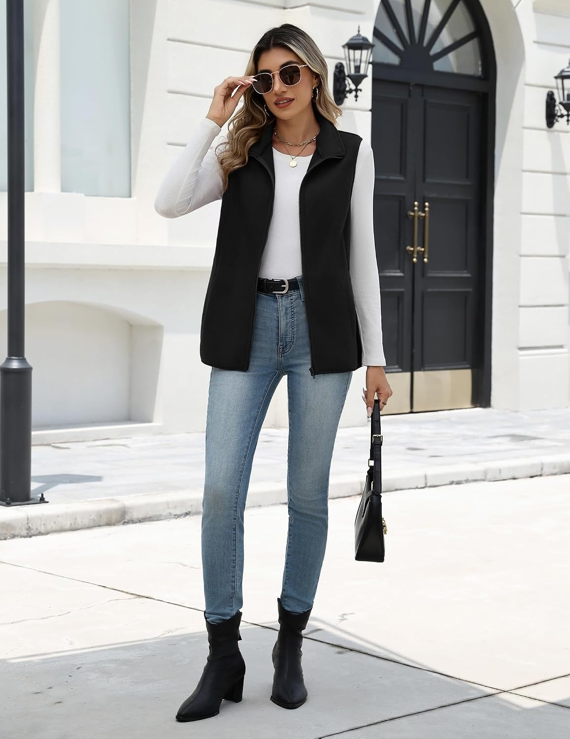 image:imageZeagoo Womens Outerwear Vests With Pockets Zipper Sleeveless Fleece JacketsBlack