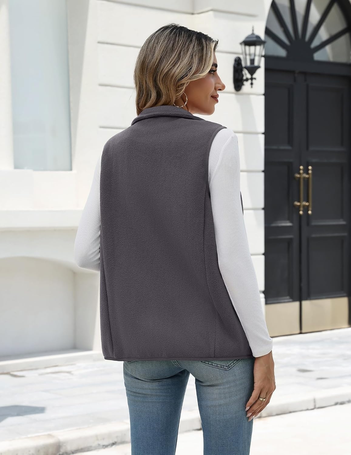 image:imageZeagoo Womens Outerwear Vests With Pockets Zipper Sleeveless Fleece JacketsDark Grey