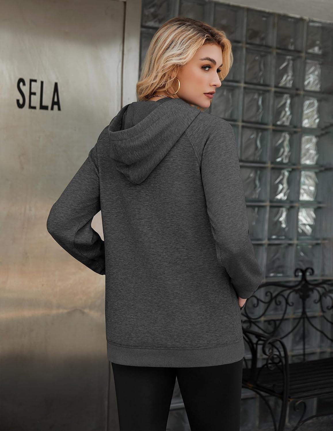 image:imageZeagoo Womens Oversized Hoodies Pullover Fleece Hooded Sweatshirt TrendyDrak Grey