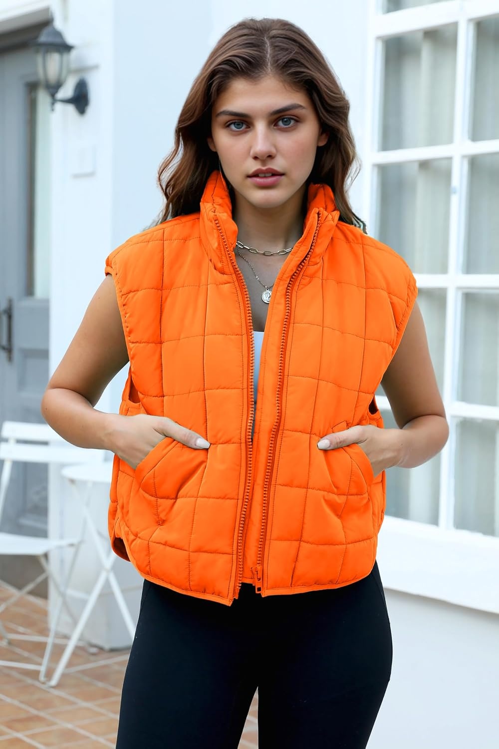 image:imageZeagoo Womens Puffer Vest Ladies Sleeveless Zip Up OuterwearBurnt Orange