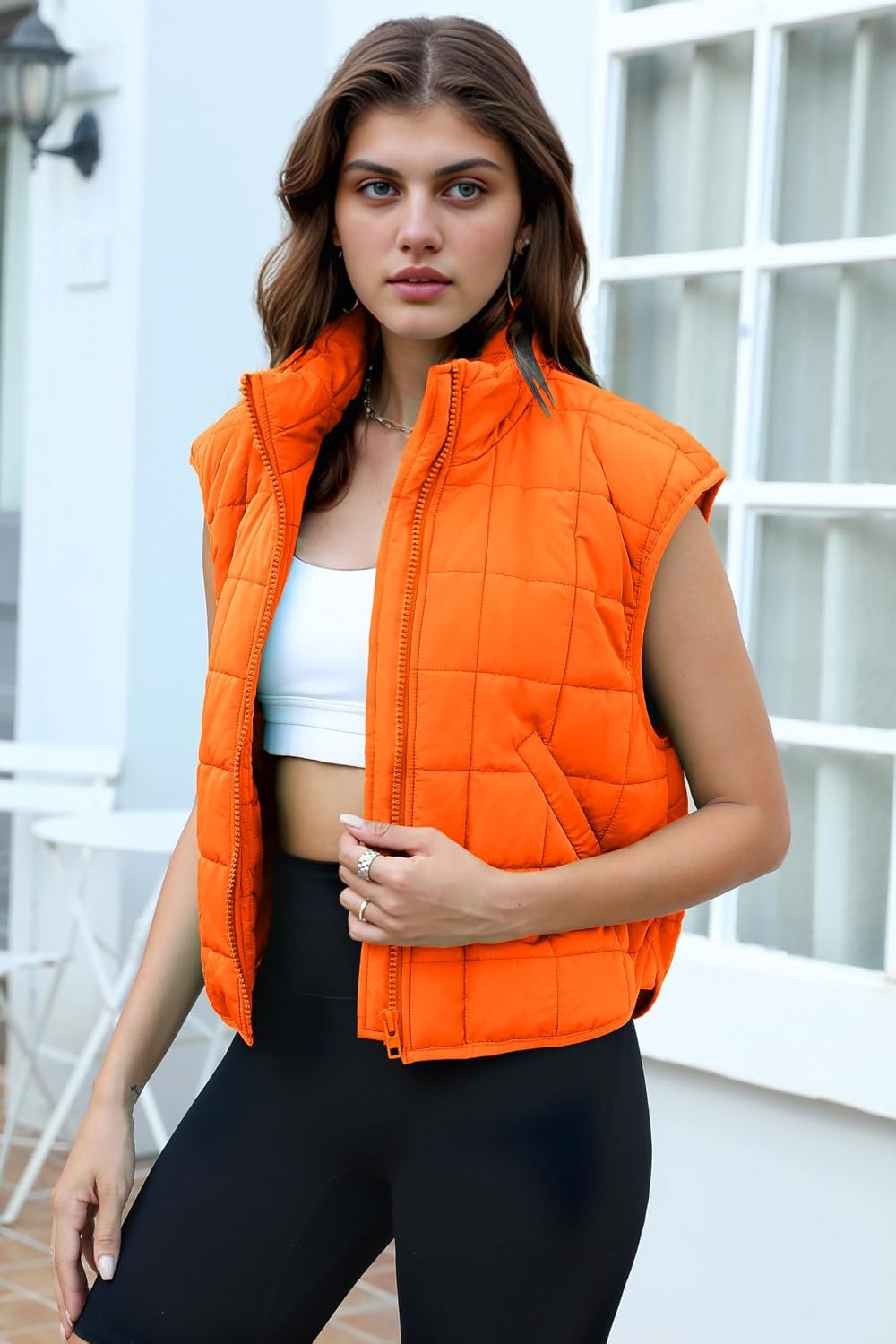 image:imageZeagoo Womens Puffer Vest Ladies Sleeveless Zip Up OuterwearBurnt Orange
