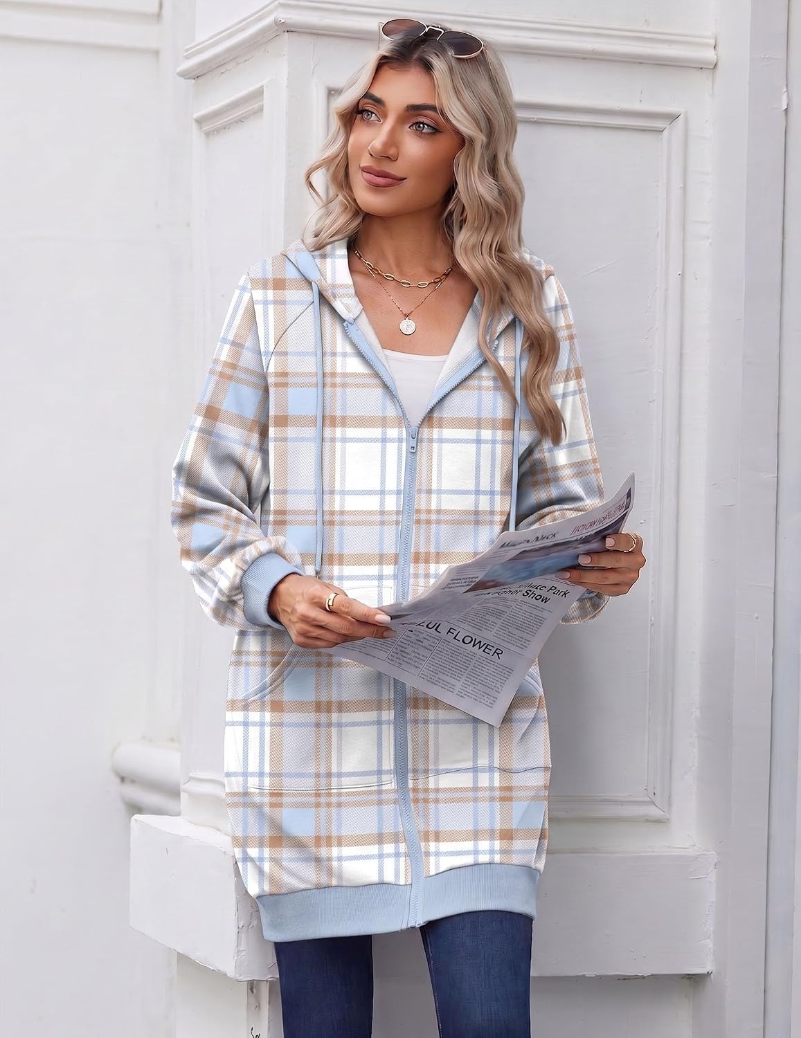 image:imageZeagoo Womens Zip Up Hoodies Long Sleeve Long Tunic Sweatshirts OversizedGw520