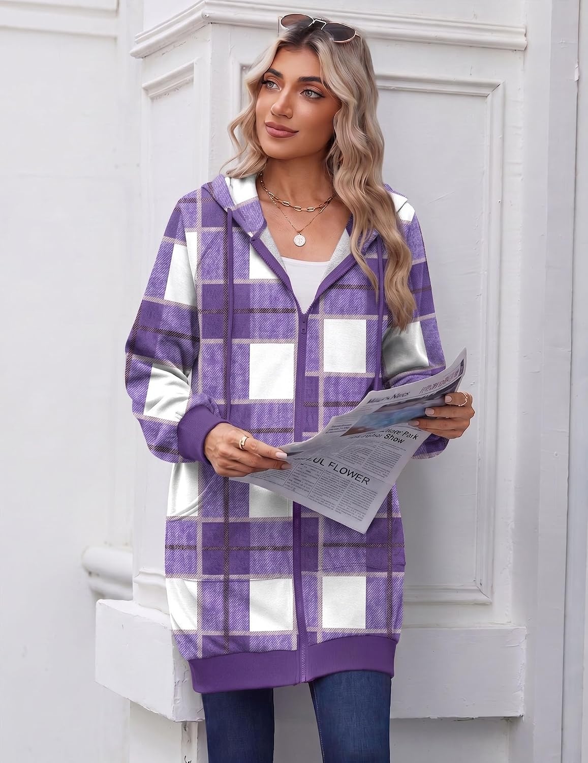 image:imageZeagoo Womens Zip Up Hoodies Long Sleeve Long Tunic Sweatshirts OversizedGw522