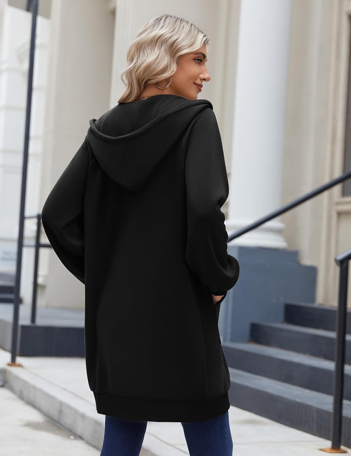 image:imageZeagoo Womens Zip Up Hoodies Long Sleeve Long Tunic Sweatshirts OversizedZm218