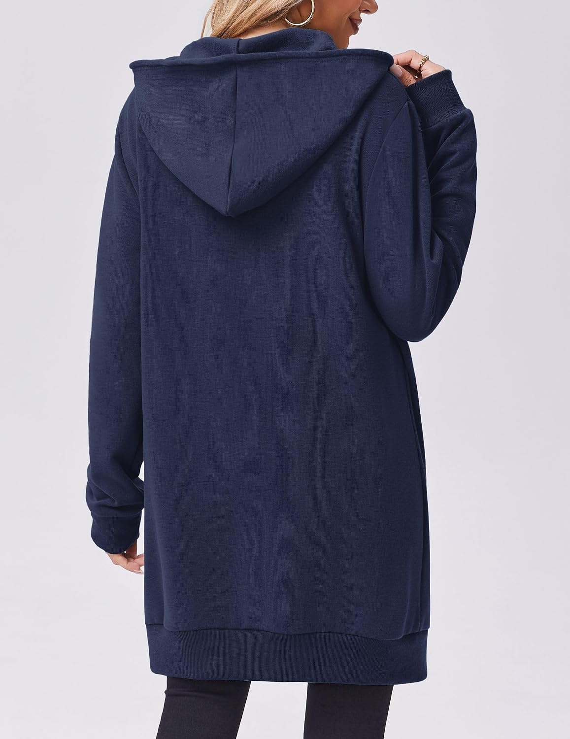 image:imageZeagoo Womens Zip Up Hoodies Long Tunic Sweatshirts Oversized Fleece Casual Long Sleeve 2026 Fall Hoodie Jacket CoatNavy