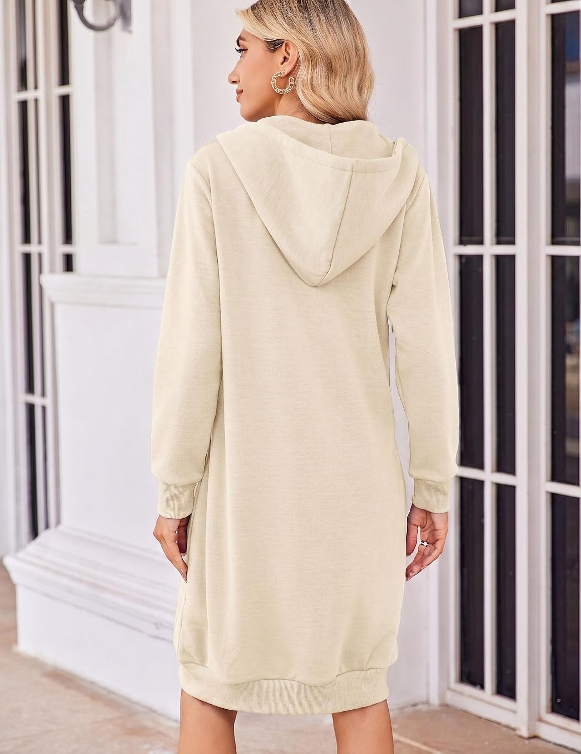 image:imageZeagoo Womens Zip Up Hoodies Oversized Fleece Long Tunic Sweatshirts Casual Long Sleeve 2026 Fall Hoodie Jacket CoatBone