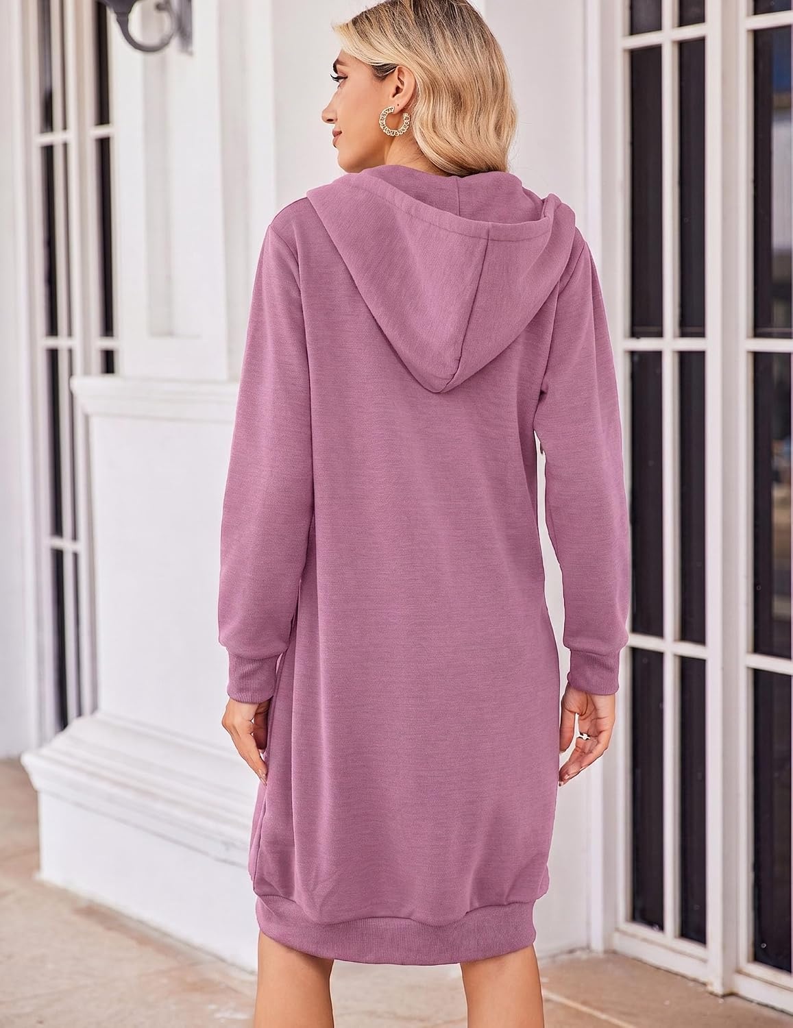 image:imageZeagoo Womens Zip Up Hoodies Oversized Fleece Long Tunic Sweatshirts Casual Long Sleeve 2026 Fall Hoodie Jacket CoatDusty Rose