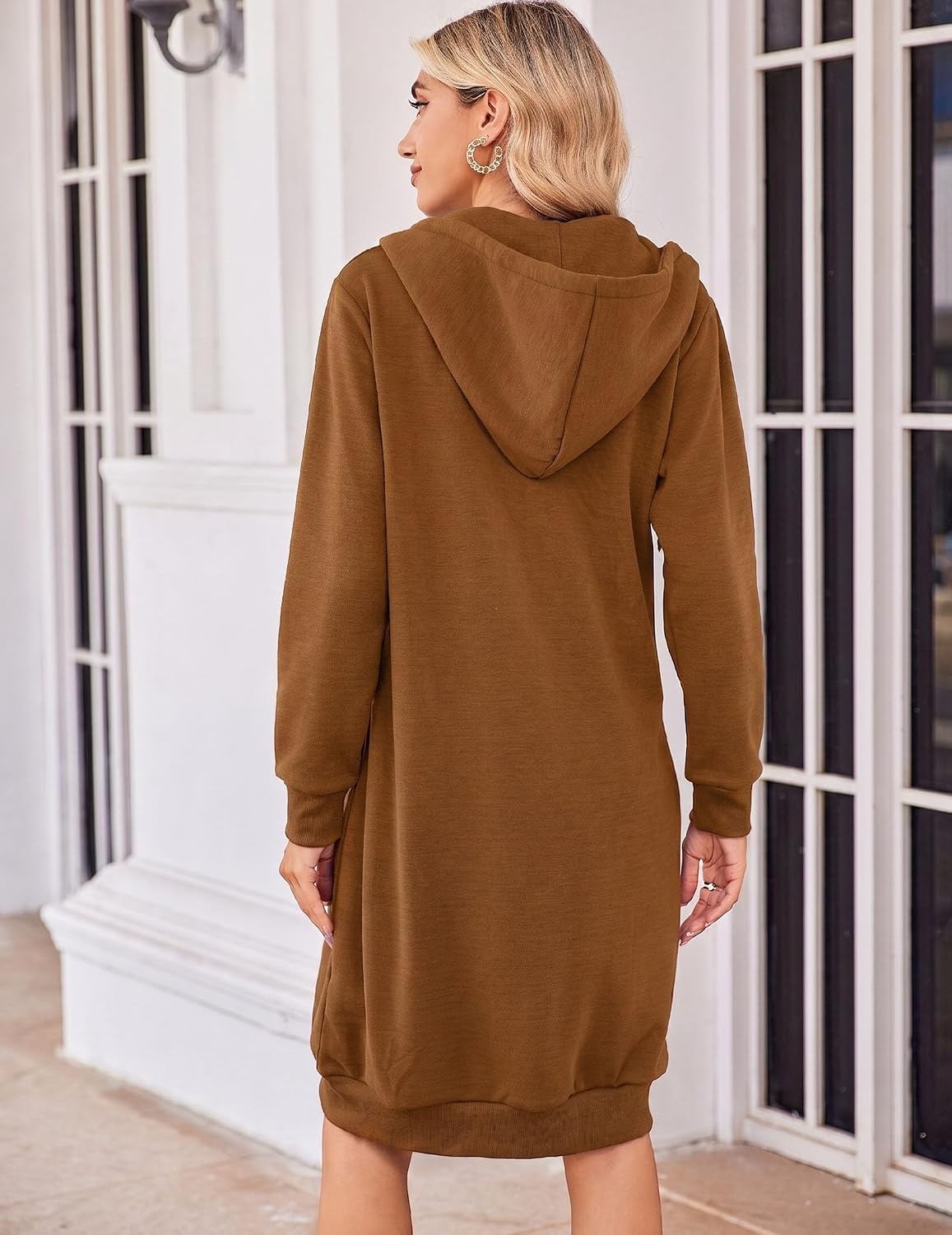 image:imageZeagoo Womens Zip Up Hoodies Oversized Fleece Long Tunic Sweatshirts Casual Long Sleeve 2026 Fall Hoodie Jacket CoatRust