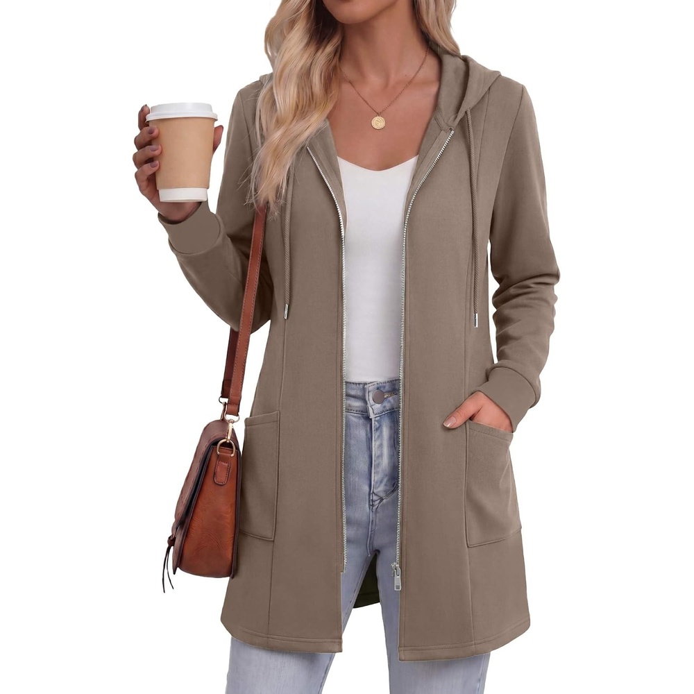 image:imageZeagoo Hoodies for Women Fall Zip up Jacket with Pocket 2026 S3XLCoffee Grey