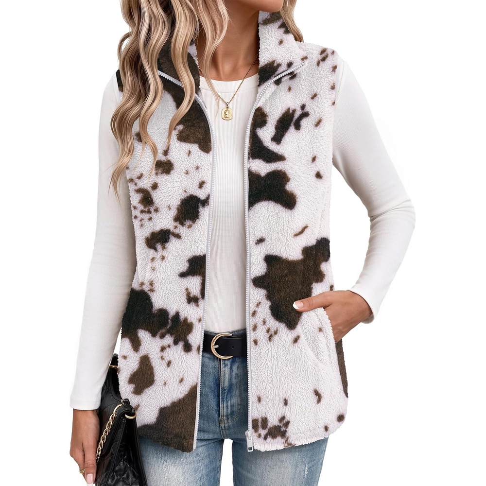 image:imageZeagoo Vest For Women Sleeveless Sherpa Fleece Jackets Zip Up Fall CoatsMulticolor 420