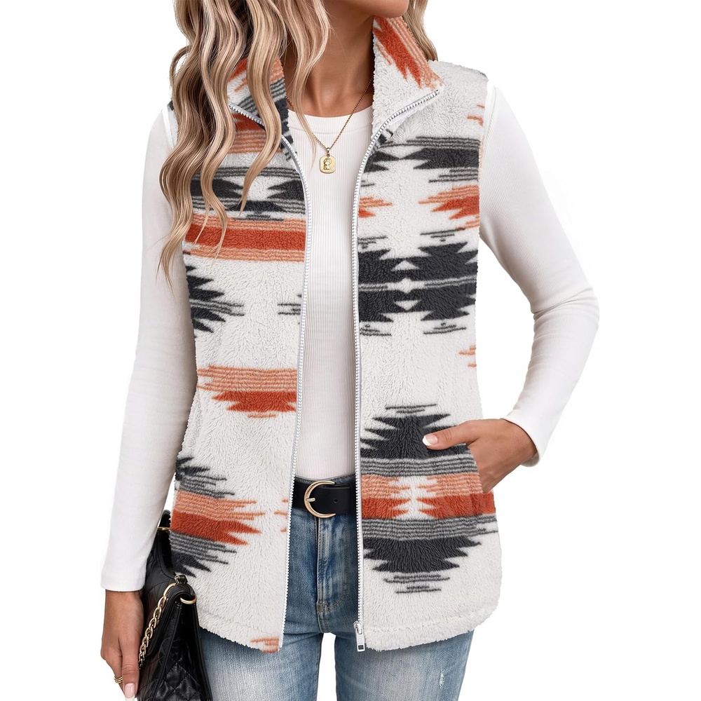 image:imageZeagoo Vest For Women Sleeveless Sherpa Fleece Jackets Zip Up Fall CoatsMulticolor 534