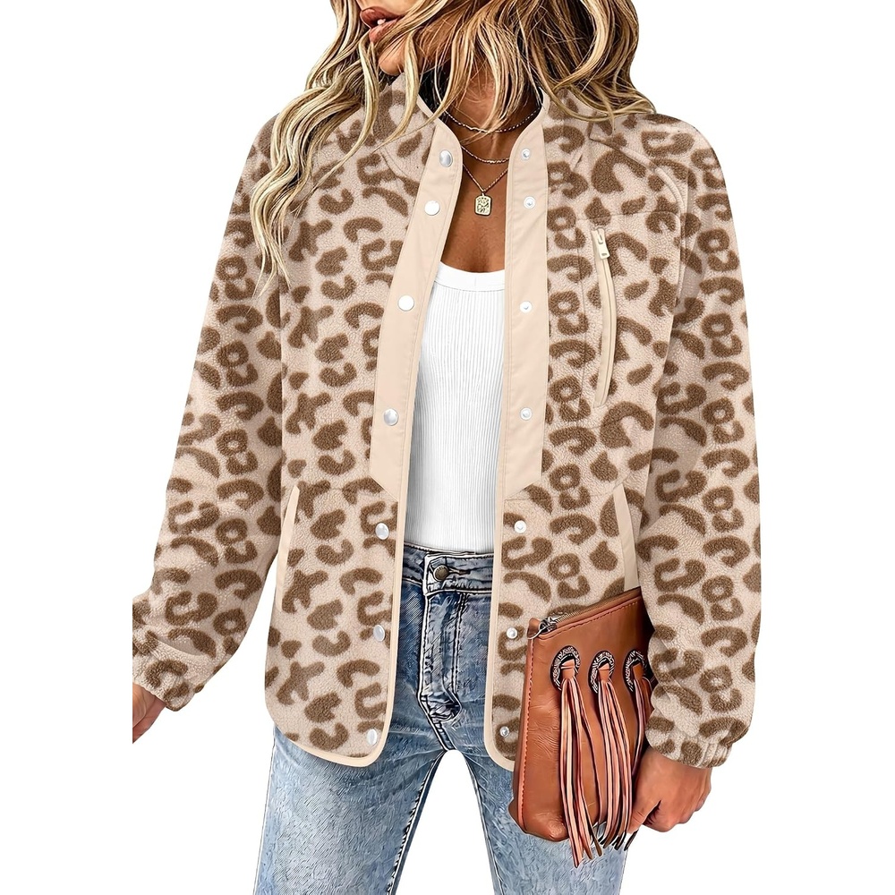 image:imageZeagoo Women Fleece Jacket Western Aztec Print Snap Button Down OuterwearAn659leopard Print