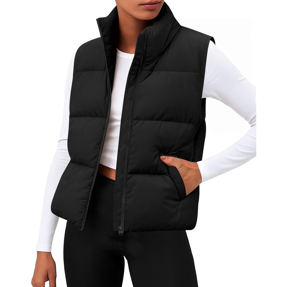 image:imageZeagoo Women Puffer Vest Cropped Winter Outerwear Warm CoatAblack