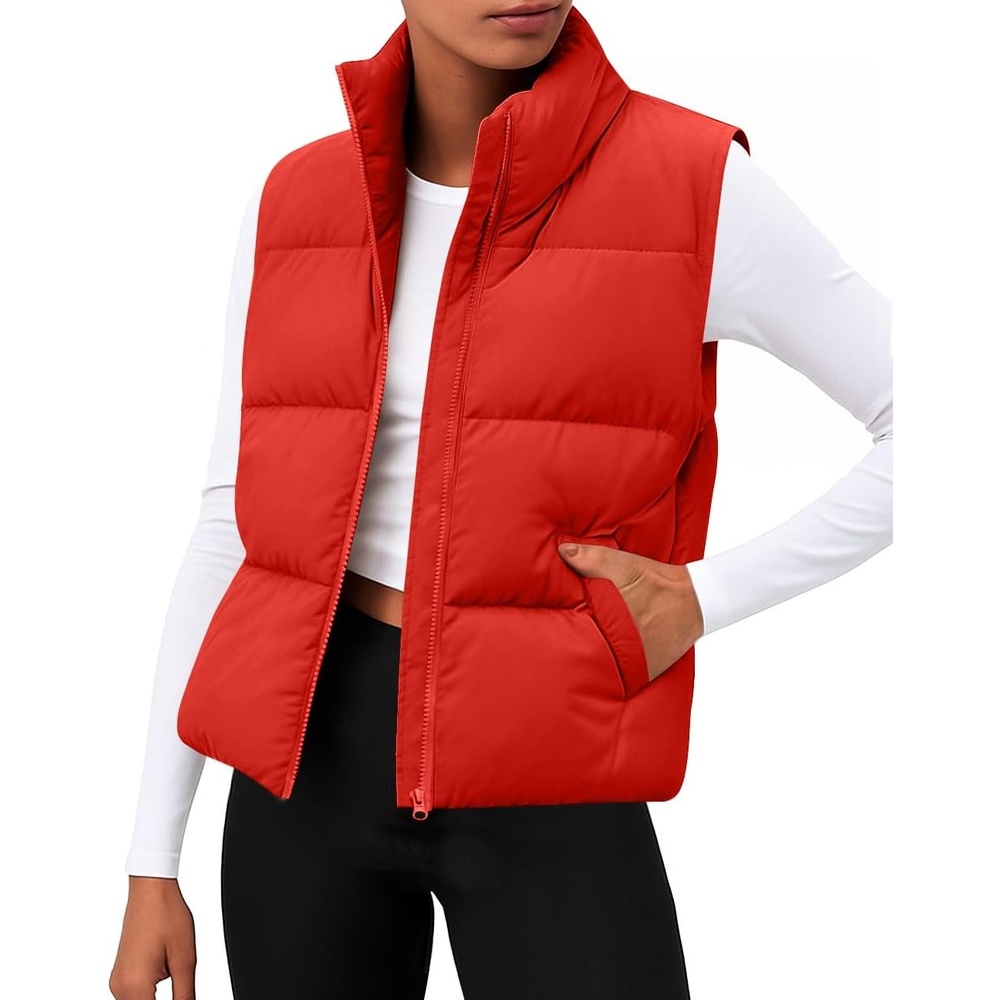 image:imageZeagoo Women Puffer Vest Cropped Winter Outerwear Warm CoatRed