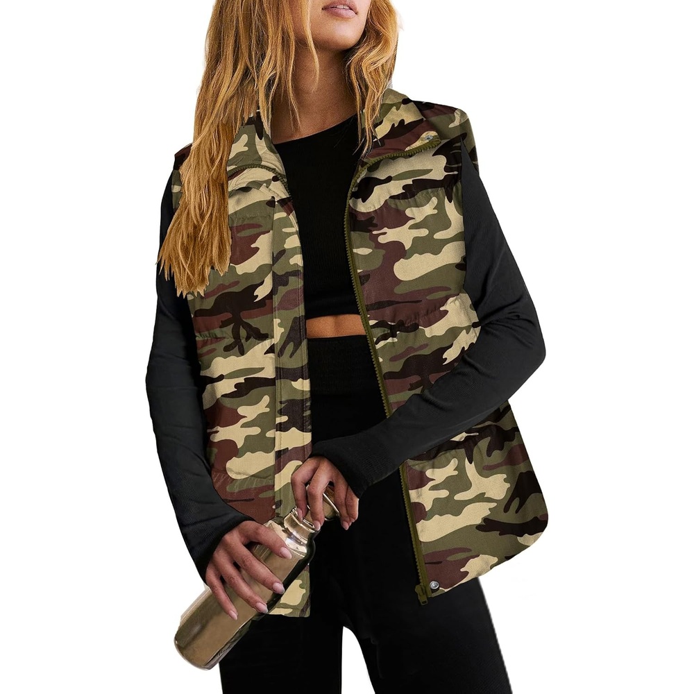 image:imageZeagoo Women Puffer Vest Lightweight Stand Collar Sleeveless Winter Warm Zip Up Padded Outerwear Jackets with Pockets SXXLCamouflage