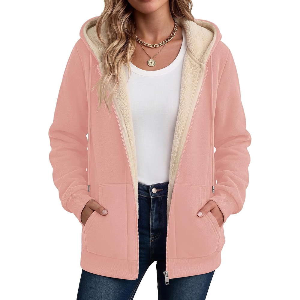 image:imageZeagoo Women Sherpa Fleece Jacket Zip Up Thick Warm Hoodie Fall Winter CoatPink