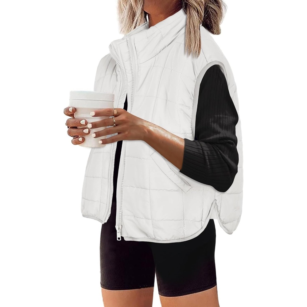 image:imageZeagoo Womens Puffer Vest Ladies Sleeveless Zip Up OuterwearWhite