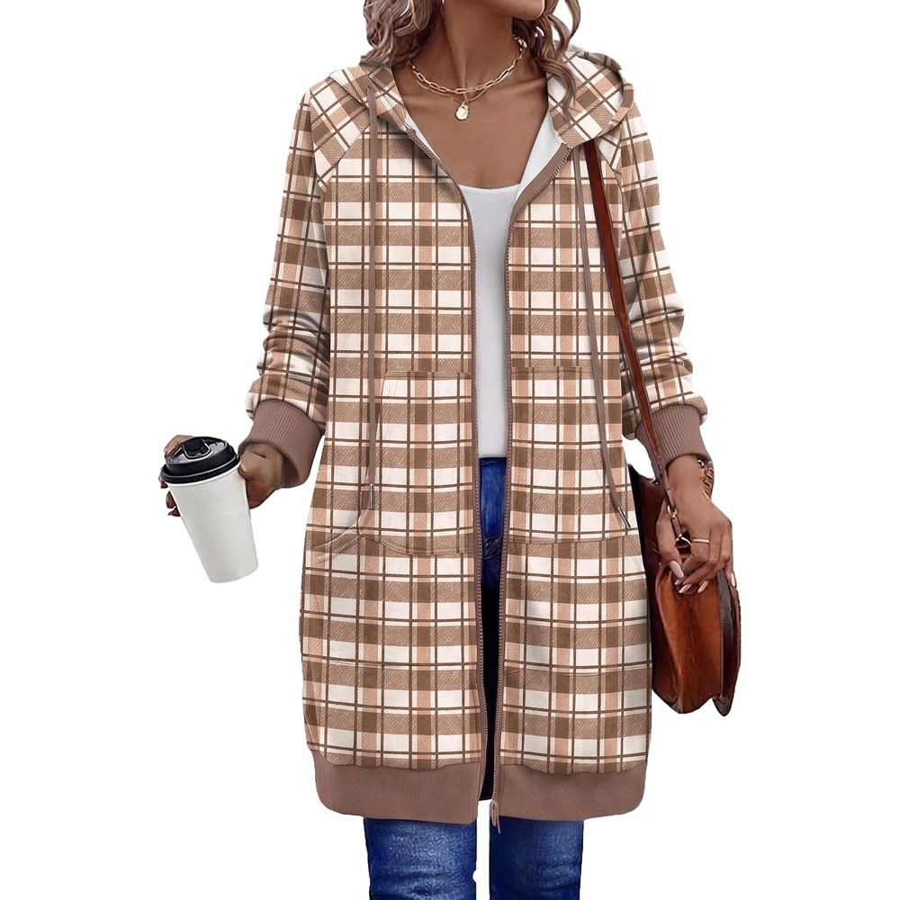 image:imageZeagoo Womens Zip Up Hoodies Long Sleeve Long Tunic Sweatshirts OversizedGw521