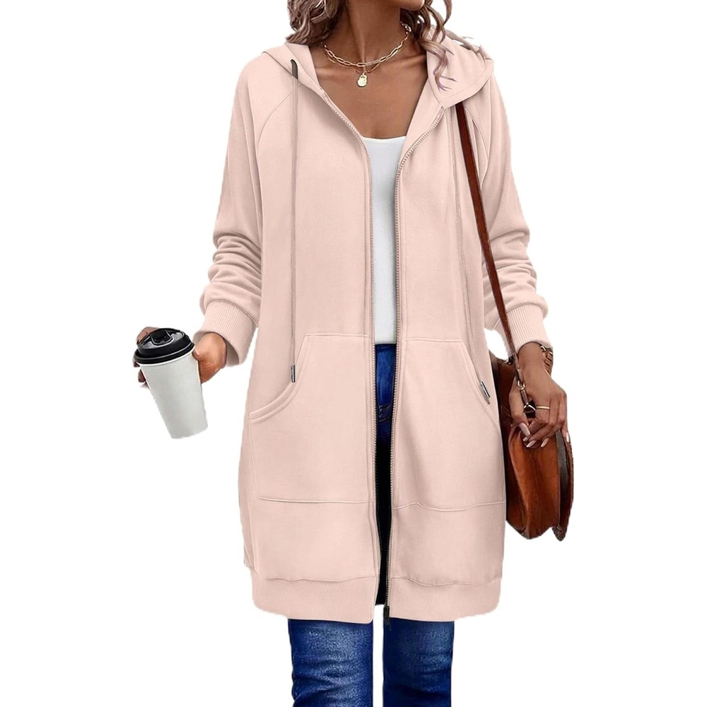 image:imageZeagoo Womens Zip Up Hoodies Long Sleeve Long Tunic Sweatshirts OversizedOatmeal
