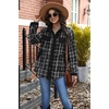 ZEAGOO Womens Flannel Jacket Fleece Lined Shacket Fall Outfits Plaid Sherpa(Black)