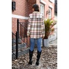 ZEAGOO Womens Flannel Jacket Fleece Lined Shacket Fall Outfits Plaid Sherpa(Grey Pink)