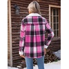 ZEAGOO Womens Flannel Jacket Fleece Lined Shacket Fall Outfits Plaid Sherpa(Hot Pink)