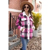 ZEAGOO Womens Flannel Jacket Fleece Lined Shacket Fall Outfits Plaid Sherpa(Hot Pink)