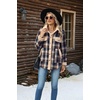 ZEAGOO Womens Flannel Jacket Fleece Lined Shacket Fall Outfits Plaid Sherpa(Navy Blue)