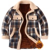 ZEAGOO Womens Flannel Jacket Fleece Lined Shacket Fall Outfits Plaid Sherpa(Navy Blue)