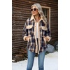 ZEAGOO Womens Flannel Jacket Fleece Lined Shacket Fall Outfits Plaid Sherpa(Navy Blue)
