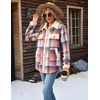 ZEAGOO Womens Flannel Jacket Fleece Lined Shacket Fall Outfits Plaid Sherpa(Pink)