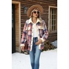 ZEAGOO Womens Flannel Jacket Fleece Lined Shacket Fall Outfits Plaid Sherpa(Pink)