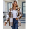 Zeagoo Flannel Jacket for Women Sherpa Fleece Lined Winter Plaid Coats(Brown White)