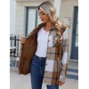 Zeagoo Flannel Jacket for Women Sherpa Fleece Lined Winter Plaid Coats(Brown White)