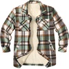 Zeagoo Flannel Jacket for Women Sherpa Fleece Lined Winter Plaid Coats(Green Brown)