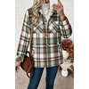 Zeagoo Flannel Jacket for Women Sherpa Fleece Lined Winter Plaid Coats(Green Brown)