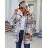Zeagoo Flannel Jacket for Women Sherpa Fleece Lined Winter Plaid Coats(Grey)