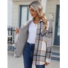 Zeagoo Flannel Jacket for Women Sherpa Fleece Lined Winter Plaid Coats(Grey)