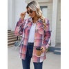 Zeagoo Flannel Jacket for Women Sherpa Fleece Lined Winter Plaid Coats(Pink)