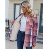 Zeagoo Flannel Jacket for Women Sherpa Fleece Lined Winter Plaid Coats(Pink)