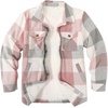 Zeagoo Flannel Jacket for Women Sherpa Fleece Lined Winter Plaid Coats(Pink Gray)