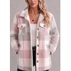 Zeagoo Flannel Jacket for Women Sherpa Fleece Lined Winter Plaid Coats(Pink Gray)