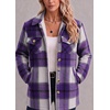 Zeagoo Flannel Jacket for Women Sherpa Fleece Lined Winter Plaid Coats(Purple)